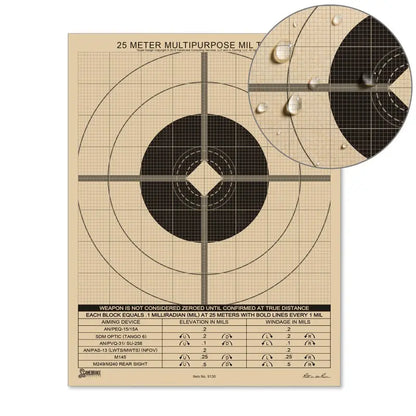 25 Meter, Multipurpose Target “TRUE-MIL” Grid